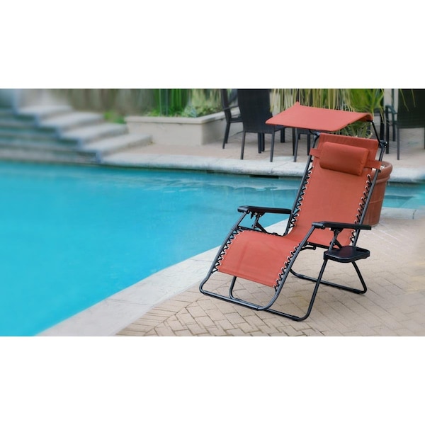 Propation Oversized Olefin Zero Gravity Chair with Sunshade & Drink Tray, Terra Cotta PR648416 - main